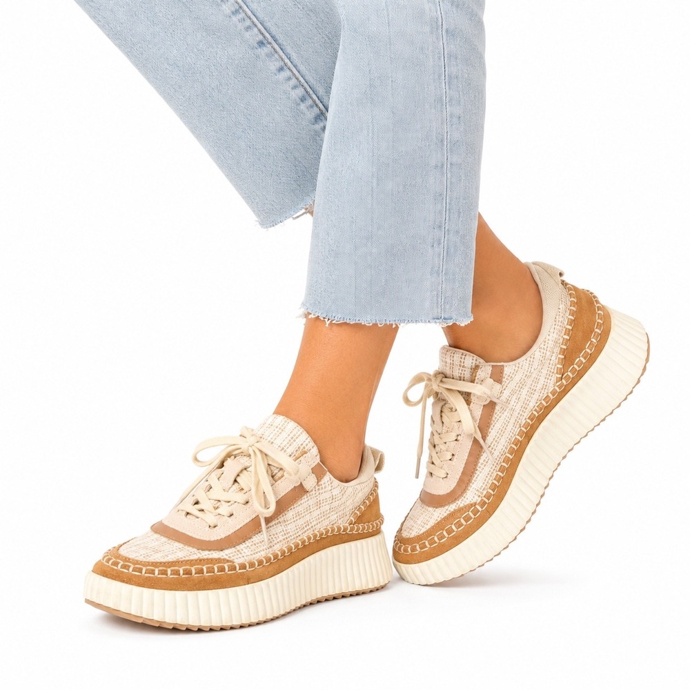 Dolce Vita Dolen Sneakers Women Size 8 Brown Tan Multi Woven Knit